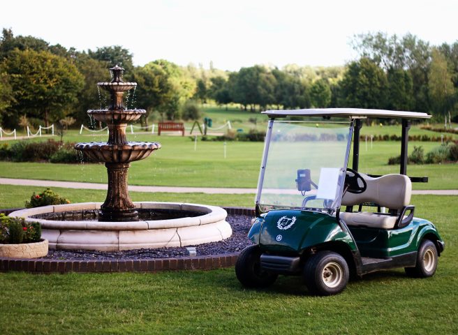 small fountain and 1st tee